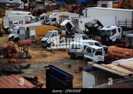 Schrottplatz mit Lastwagen, Spanien, Andalusien Stockfoto