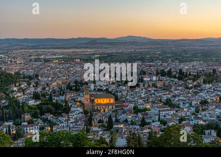 Blick auf die Kirche von El Salvador in Granada, Spanien Stockfoto