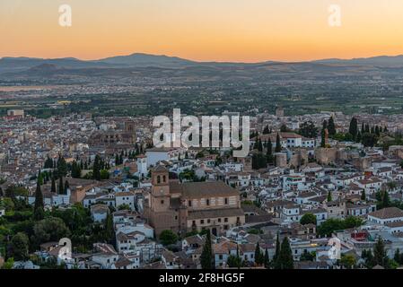 Blick auf die Kirche von El Salvador in Granada, Spanien Stockfoto