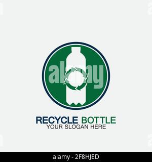 Recycling-Plastikflasche Logo Symbol Vektor Illustration Design.Flasche mit Recycling-Symbol. Plastik Recycling Symbol flache Symbol-Vektor-Illustration Stock Vektor