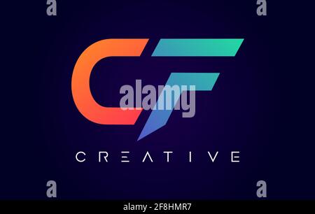 CF Logo Letter Design mit modernem Kreativkonzept und Orange Blaue Farben Vektorgrafik Stock Vektor