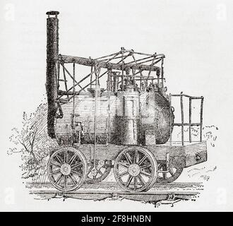 Puffing Billy, die älteste erhaltene Dampflokomotive der Welt, wurde 1813–1814 gebaut. Von Great Engineers, veröffentlicht um 1890 Stockfoto