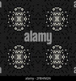 Moderne einfache geometrische nahtlose Muster Hintergrund mit Dreiecken Formen - schwarz, weiß. Abstrakte und elegante Mode-Design-Textur für Druck Stockfoto