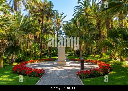 Statue von Jaime I im huerto del Cura Garten in Elche, Spanien Stockfoto