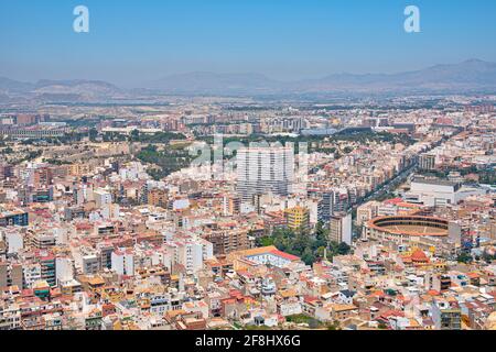 Luftaufnahme der Plaza de Toros in Alicante, Spanien Stockfoto
