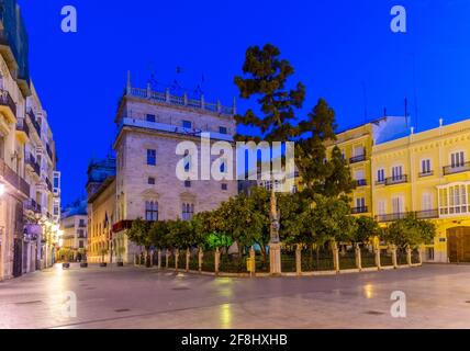 Palau de la Generalitat von der Plaza de la Virgen in Valencia, Spanien Stockfoto