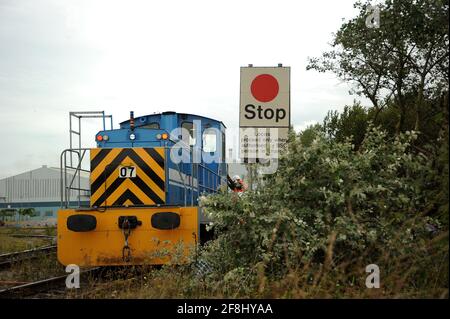 Tata Steel Lokomotive Nr. 7 im Port Talbot Stahlwerk. Stockfoto