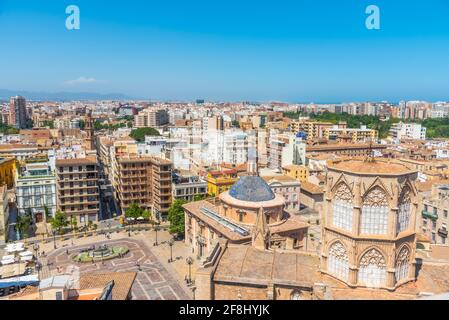 Luftaufnahme der Plaza de la Virgen in Valencia, Spanien Stockfoto