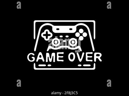 Weiß und schwarz von Joystick Linie Kunst Illustration Abzeichen Design Stock Vektor