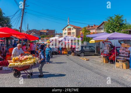 PRISHTINA, KOSOVO, 16. SEPTEMBER 2019: Blick auf den Basar in Prishtina, Kosovo Stockfoto