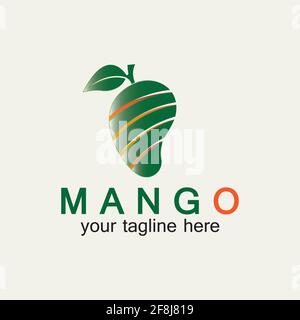 Mango Obst Logo Vektor Illustration Design Vorlage. Mango im flachen Stil. Mango-Symbol. Mango und gesunde Früchte im modernen Stil. Vektorillust Stock Vektor