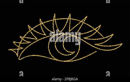 Schöne goldene Frau Gesicht in Linie Art-Stil. Stock Vektor