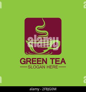 Tee Tasse Logo Vektor Design.Grüner Tee Vektor Logo Vorlage. Stock Vektor