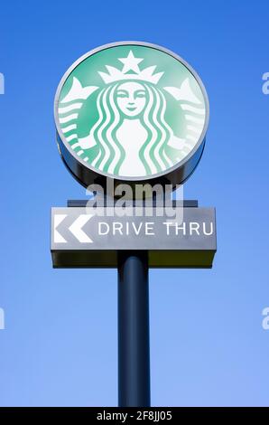 Starbucks Drive-Thru Schild Starbucks Logo Starbucks Schild Stockfoto