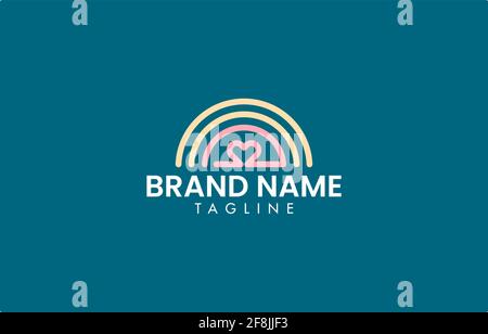 Rainbow Love Logo Design Vektor-Vorlage geeignet für weibliche oder Baby Business Marke Stock Vektor