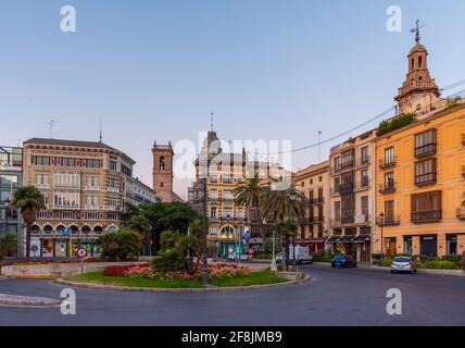 VALENCIA, SPANIEN, 18. JUNI 2019: Plaza de la Reina in Valencia, Spanien Stockfoto