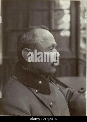 Feldmarschall Svetozar Boroevic von Bojna, General der Infanterie, Kommandeur der 5. Armee, Profilaufnahme mit Fellempfang im Frühjahr 1916 in Postojna (Adelsberg) Slowenien Stockfoto