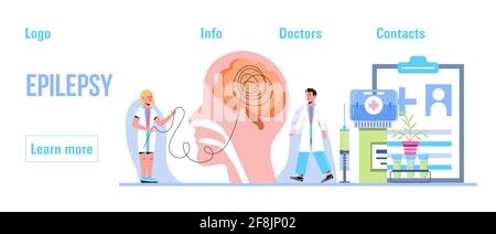 Vektor des Epilepsiekonzepts. Neurologe behandeln das Gehirn. Neurologie, Demenz, Alzheimer-Metapher. Multiple Sklerose, psychische Gesundheit Illustration. Untersuchung Stock Vektor