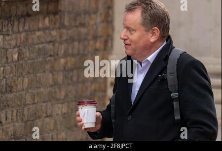 London, Großbritannien. April 2021. Lord Frost, David Frost, Staatsminister im Kabinett, britischer Vorsitzender des EU-UK Partnership Council, tritt in die Downing Street, London ein.Quelle: Ian Davidson/Alamy Live News Stockfoto