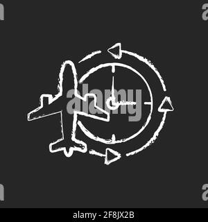 Weißes Jetlag-Kreidesymbol auf schwarzem Hintergrund Stock Vektor