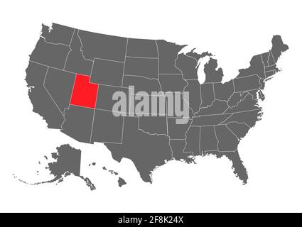 Utah Vektorkarte. Detaillierte Darstellung. Vereinigte Staaten von Amerika Land . Stock Vektor