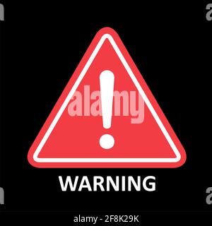 Warnblinksymbol Vektor-Symbol flaches Zeichen-Symbol mit Ausrufezeichen isoliert auf schwarzem Hintergrund . Stock Vektor