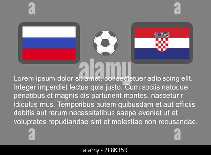 Fußball - Fußball Hintergrund glücklich Mann halten Flagge, Vektor Stackman russland vs kroatien Viertelfinale 1/4 . Stock Vektor