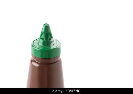 Eine Flasche Grillsoße auf Weiß Stockfoto