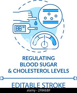 Symbol für das Konzept zur Regulierung des Blutzuckerspiegels und des Cholesterinspiegels Stock Vektor