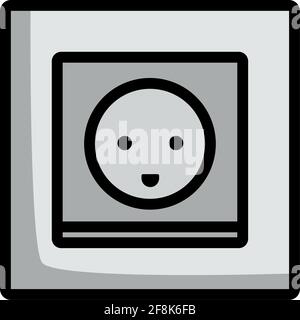 Symbol Für Elektrische Steckdose In Österreich. Editierbare Fett Formatigte Kontur Mit Farbfüllungsdesign. Vektorgrafik. Stock Vektor