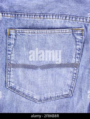 Blaue Jeans-Qualität mit Gesäßtasche. Makroaufnahme. Stockfoto