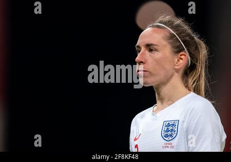 Stoke on Trent, Großbritannien. April 2021. Jordan Nobbs (28 Jahre) (Arsenal) von England Women während des Internationalen Freundschaftsspiel, das am 13. April 2021 hinter verschlossenen Türen zwischen England Women und Canada Women im Britannia Stadium, Stoke-on-Trent, England, gespielt wurde. Foto von Andy Rowland. Quelle: Prime Media Images/Alamy Live News Stockfoto