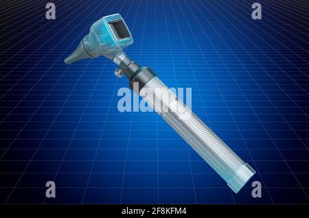 Visualisierung 3d-cad-Modell von Otoskop, Blaupause. 3D-Rendering Stockfoto