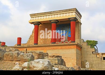 Westbastion des Palastes von Knossos auf Kreta, Griechenland Stockfoto