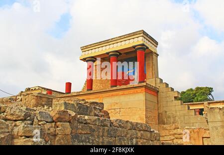 Westbastion des Palastes von Knossos auf Kreta, Griechenland Stockfoto