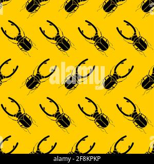 Nahtloses Hirschkäfer-Muster. Beetle mit großen Unterkiefers Hintergrund. Baby Stoff Ornament Stock Vektor