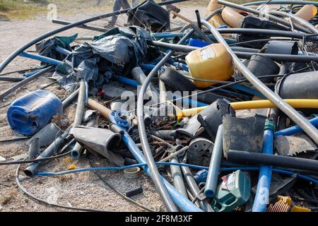 Ein Schrotthaufen von Kunststoffen in der Türkei Stockfoto