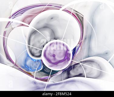 Fraktale Abstraktion auf weißem Hintergrund. Abstrakte Technologie oder wissenschaftlicher Hintergrund - Computer-generierten blauen Bild. Fraktale Kulisse mit Scheibe und Stockfoto