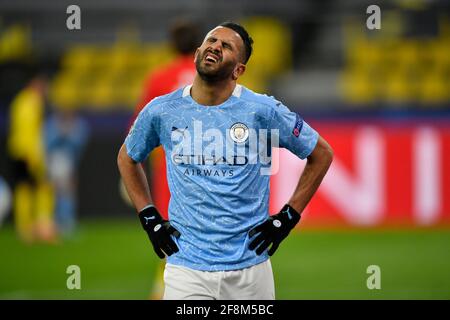 Dortmund, Deutschland. April 2021. Fußball: Champions League, K.O.-Runde, Viertelfinale, zweite Etappe, Borussia Dortmund - Manchester City im Signal Iduna Park. Riyad Mahrez aus Manchester reagiert. Quelle: Martin Meissner/AP-Pool/dpa/Alamy Live News Stockfoto