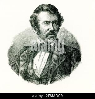 David Livingstone (1813-1873) war ein schottischer Missionar und Entdecker in Afrika. Er entdeckte Victoria Falls im Jahr 1855. Als es für einige Zeit keine Nachrichten von ihm gab, wurde der britische Entdecker Henry Morton Stanley geschickt, um ihn zu finden. Er tat dies am 10. November 1871 im kleinen Dorf Ujiji bei Tanganjika. Stockfoto