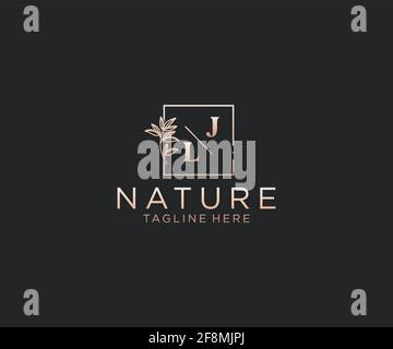 JL Letters Beautiful floral feminin editierbar vorgefertigte Monoline Logo geeignet, Luxus feminine Hochzeit Branding, Corporate. Stock Vektor