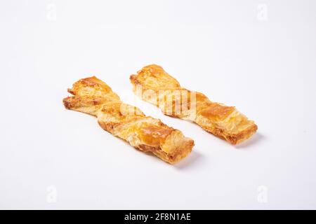 Isolierte Aufnahme von frisch gebackenem Brot auf weißem Hintergrund Stockfoto