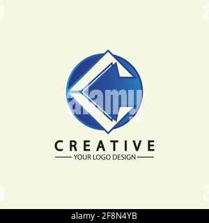 Design-Vorlage für Symbole mit C-Pfeil und Vektorgrafik Stock Vektor