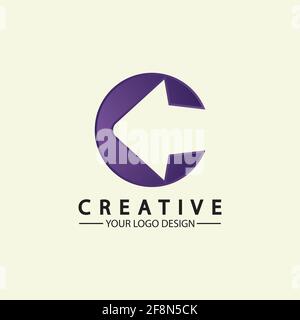Design-Vorlage für Symbole mit C-Pfeil und Vektorgrafik Stock Vektor
