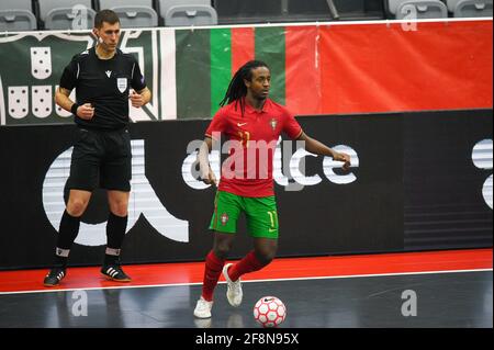 Seixal, Portugal. April 2021. Silvestre Ferreira aus Portugal beim UEFA Futsal Euro 2022 Group 8 Qualifying Match zwischen Portugal und Norwegen im Pavilh‹o Municipal da Torre da Marinha in Aktion. (Endergebnis: Portugal 4:0 Norwegen) Credit: SOPA Images Limited/Alamy Live News Stockfoto