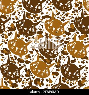 Nahtlose Muster Katze glücklich Hintergrund.Cute Tier Kätzchen. Stock Vektor