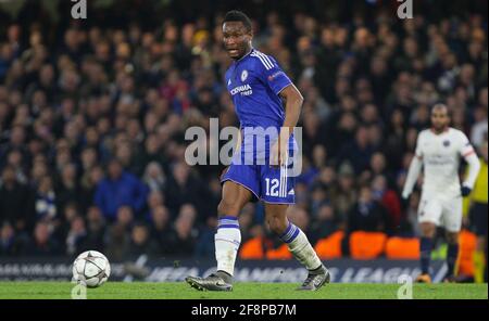 Mikel John Obi während des UEFA Champions League-Spiels von 16 zwischen Chelsea und Paris Saint-Germain auf der Stamford Bridge in London. 9. März 2016. Stockfoto