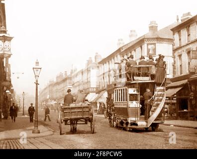 Pferdebahn, Wavertree Road, Liverpool, Anfang des 20. Jahrhunderts Stockfoto