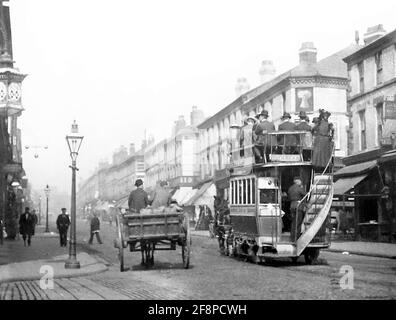 Pferdebahn, Wavertree Road, Liverpool, Anfang des 20. Jahrhunderts Stockfoto