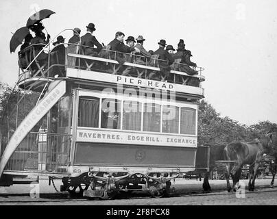 Pferdebahn, Liverpool, Anfang des 20. Jahrhunderts Stockfoto